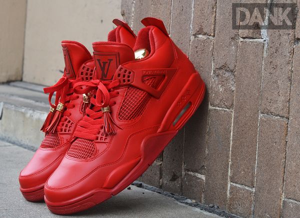 Air Jordan 4 X Louis Vuitton Red Don Dank Customs