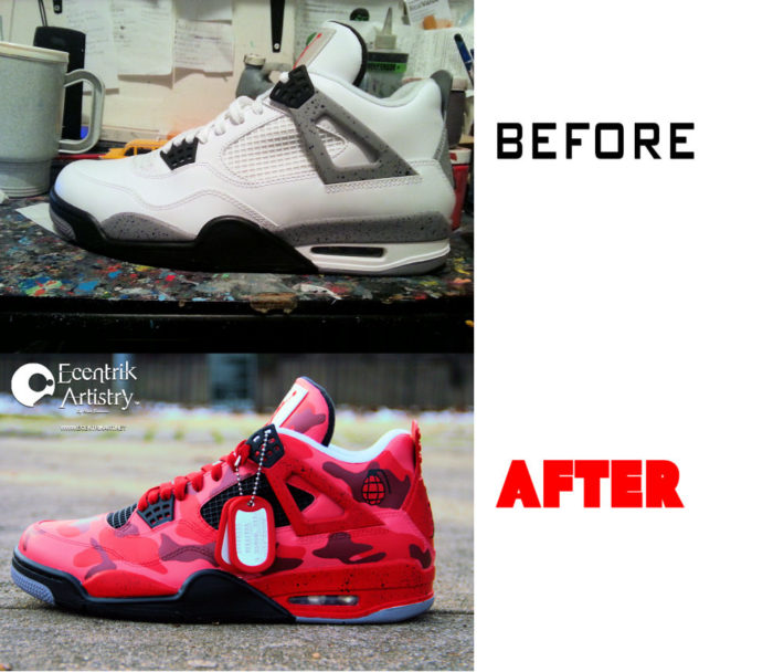 Air Jordan 4 Custom before - after Air Jordan 4 Custom before - after